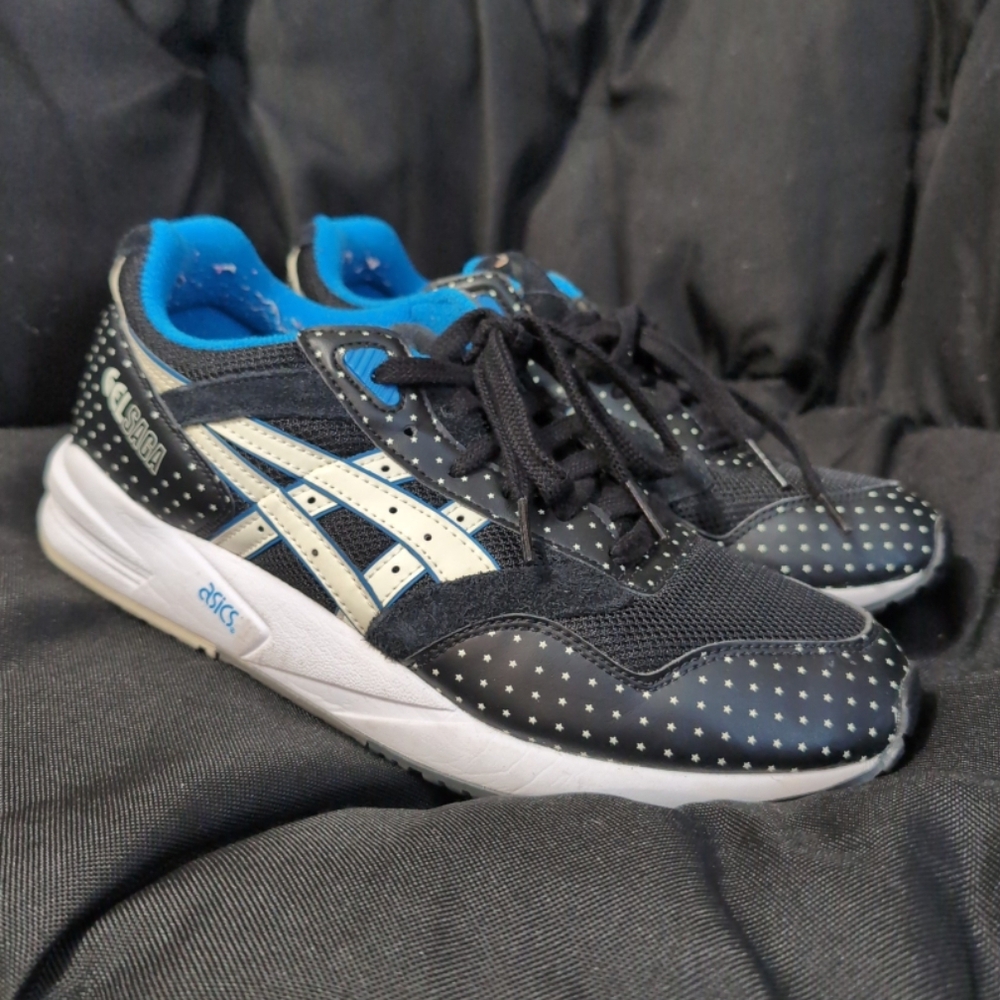 Asics Men's Black and Blue Sneakers
